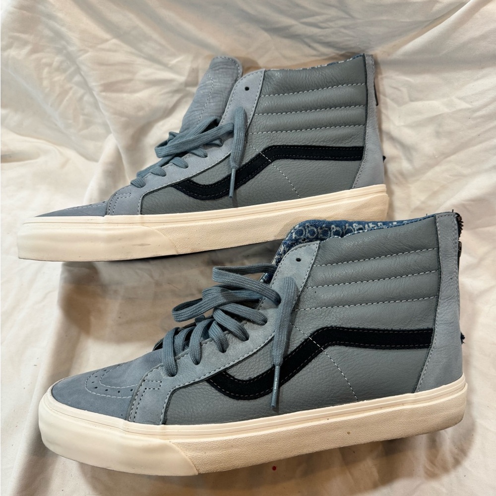 Gray High-Top Sneakers with Black Stripe